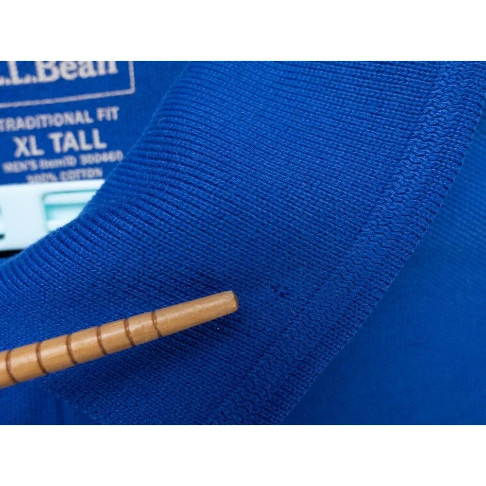 LL Bean Polo Shirt Mans XLT Blue Long Sleeve Cotton Casual Dad Outdoor Preppy